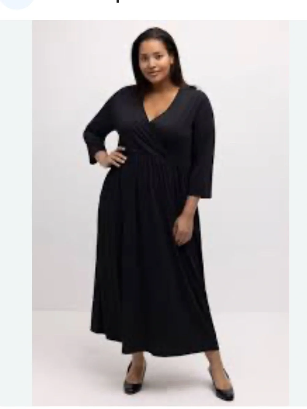Ulla Popken Black Wrap-Front Maxi Dress